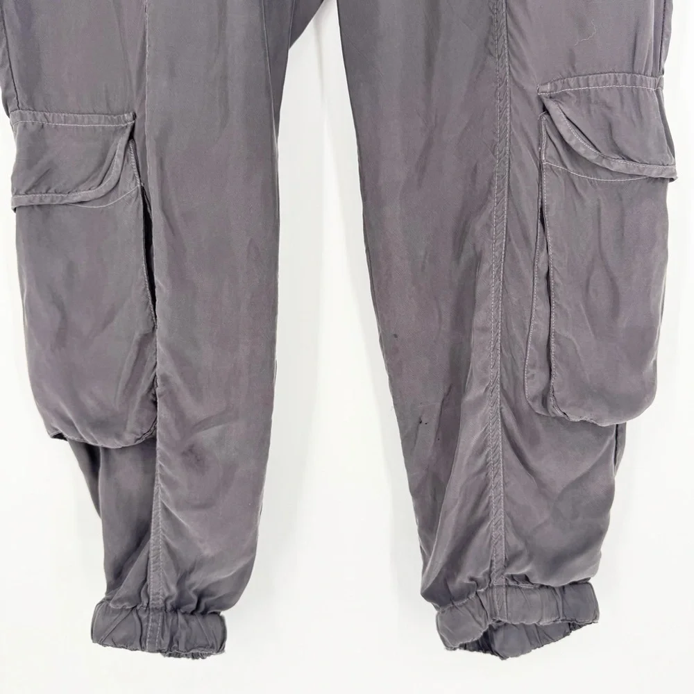 Johnny Was Ramble Pull-On Cupro Cargo Jogger Pants Grey Size‎ M Coastal Grandma